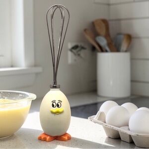 Vintage Mini Egg Whisk Chick Handle 6.5” Stainless Steel Cute Kitchen
